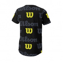 Wilson Tennis Tshirt All Over Logo Tech (Baumwollmix) schwarz Jungen